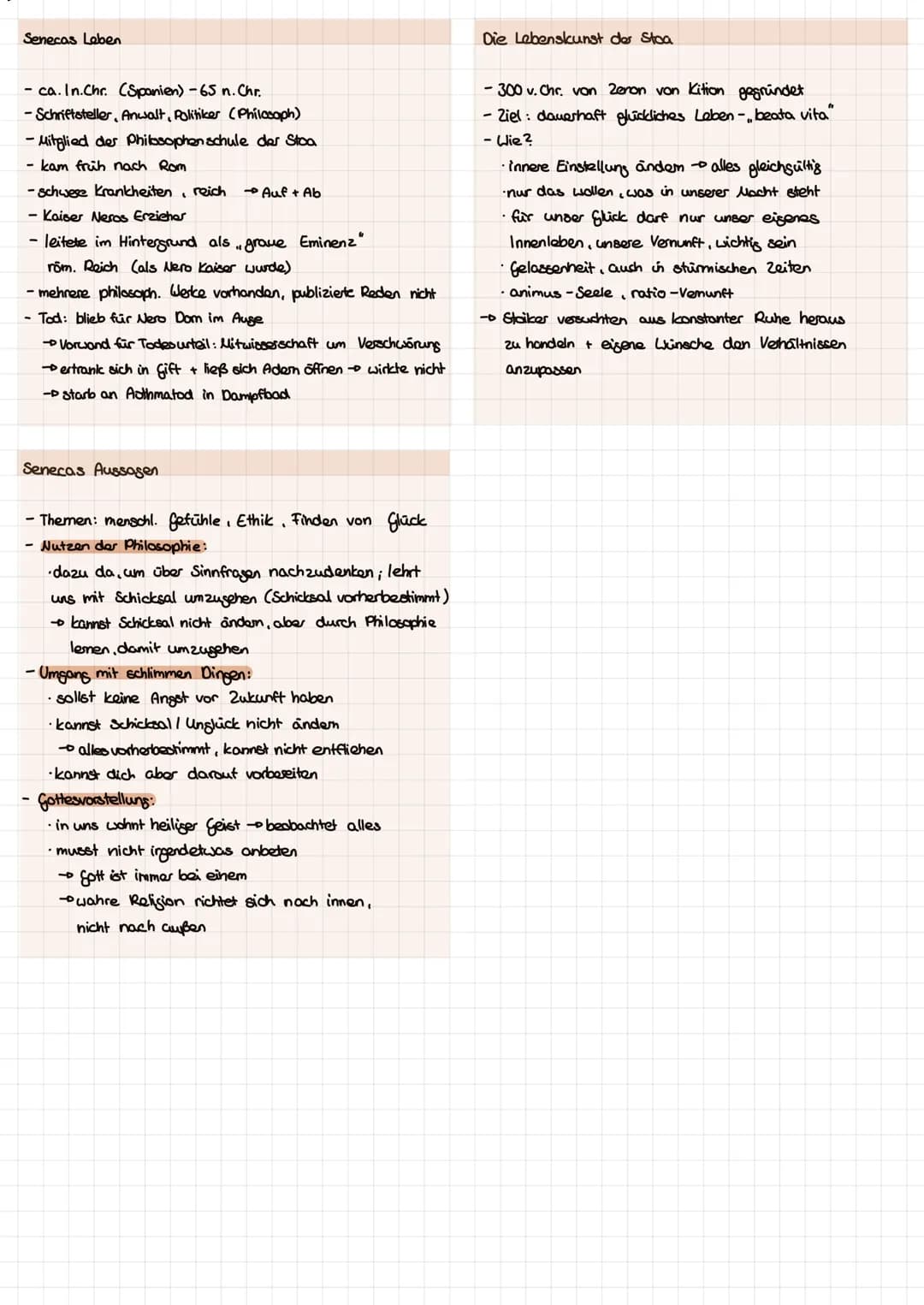 Senecas Leben
- ca. In.Chr. (Spanien) -65 n. Chr.
- Schriftsteller, Anwalt, Politiker (Philosoph)
-Mitglied der Philosophenschule der Stoa
-