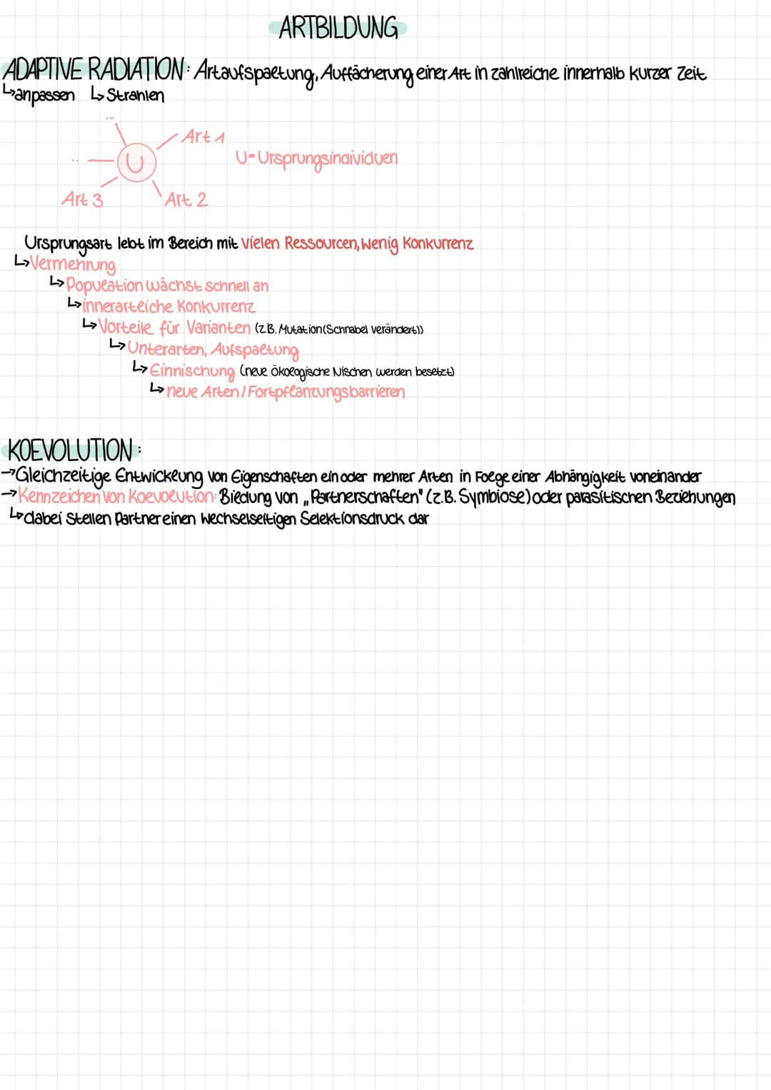2 KLAUSUR EVOLUTION
ARTBILDUNG
allos-andersi patria-Heimat
ALLOPATRISCHE Entstehung einer neuen Art im Gebiet der Ursprungsart durch räumeic
