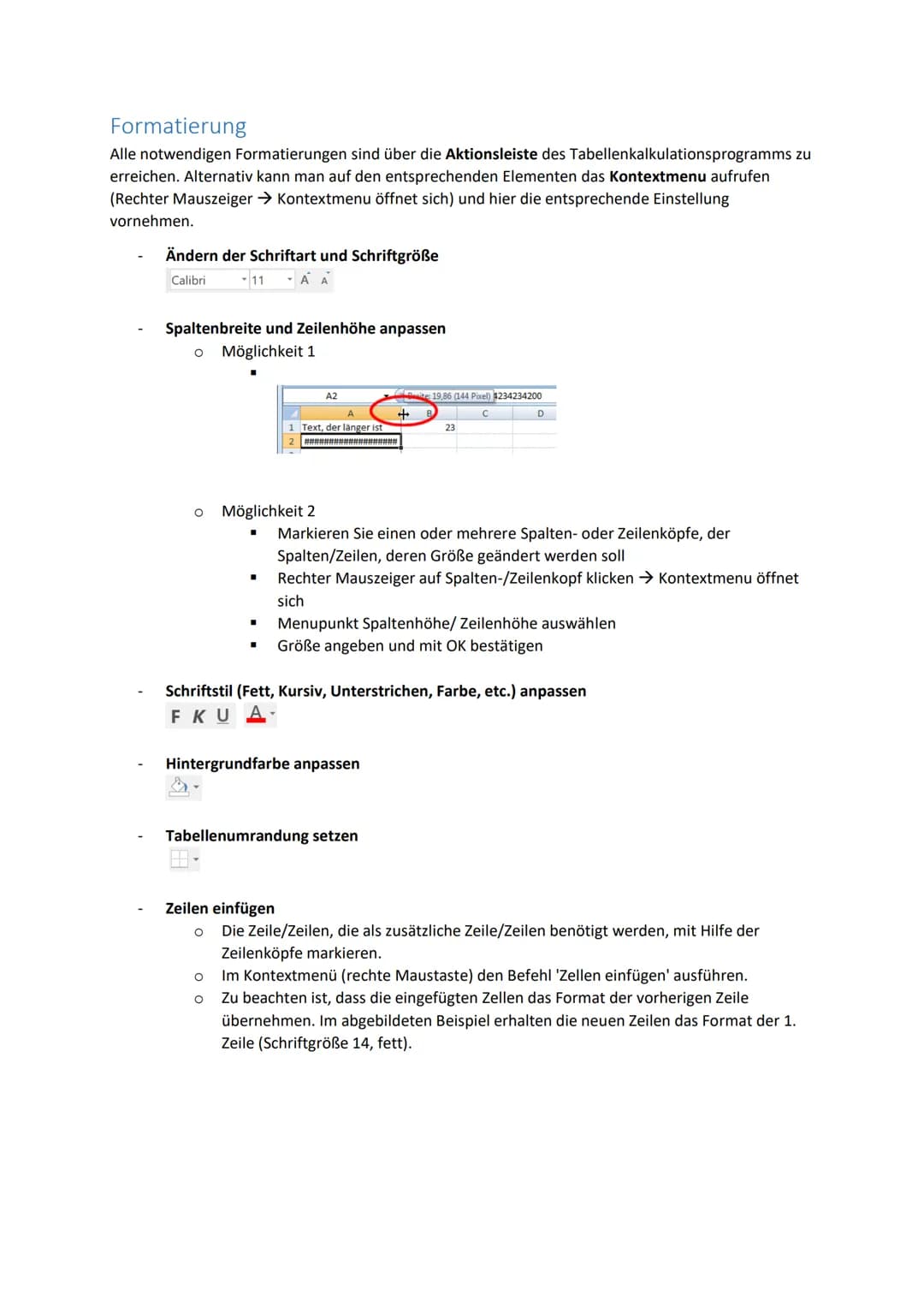 Inhalt
Grundlagen Tabellenkalkulation
Tabellenkalkulation
Cheat Sheet
Aufbau..........
Grundlegendes Aussehen...
Formatierung
Bedingte Forma