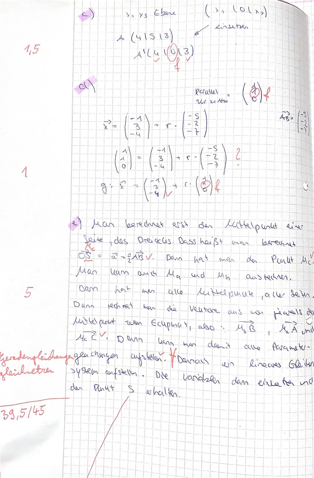 GK Mathematik
Achten Sie auf nachvollziehbare Rechenwege!
1. Gegeben ist das Dreieck ABC mit den Eckpunkten A(4 | 5 | 3), B(-1|3|-4) und C(3