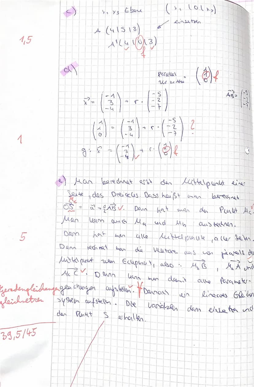 GK Mathematik
Achten Sie auf nachvollziehbare Rechenwege!
1. Gegeben ist das Dreieck ABC mit den Eckpunkten A(4 | 5 | 3), B(-1|3|-4) und C(3