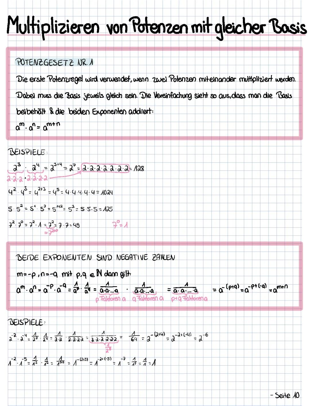 Potenzen verstehen: Multiplizieren, Dividieren und Übungen für 7. Klasse