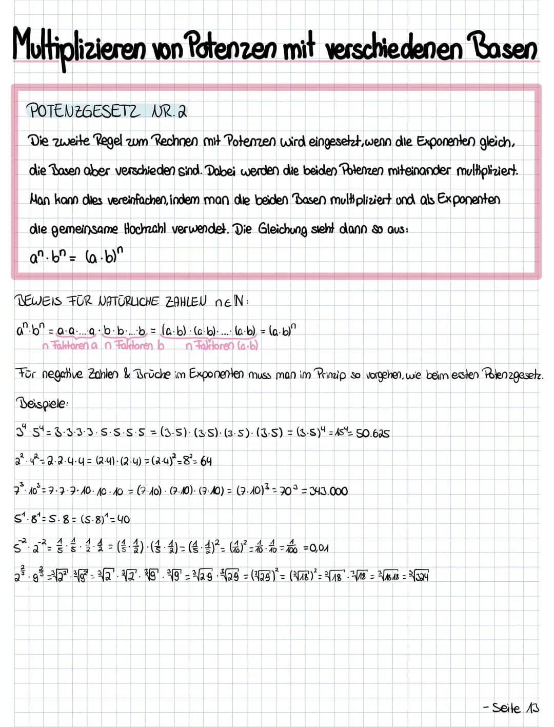 Multiplizieren von Potenzen mit gleicher Basis
POTENZGESETZ NR. 1.
Die erste Potenzregel wird verwendet, wenn zwei Potenzen miteinander mult