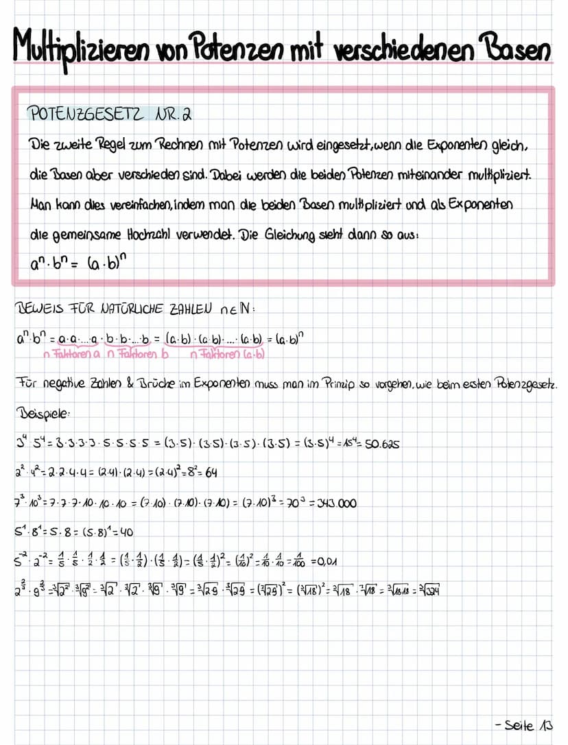 Multiplizieren von Potenzen mit gleicher Basis
POTENZGESETZ NR. 1.
Die erste Potenzregel wird verwendet, wenn zwei Potenzen miteinander mult