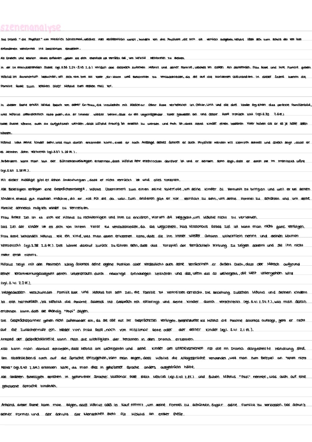 Szenenanalyse Die Physiker S.36-42 Beispiel, Klausur, Zusammenfassung
