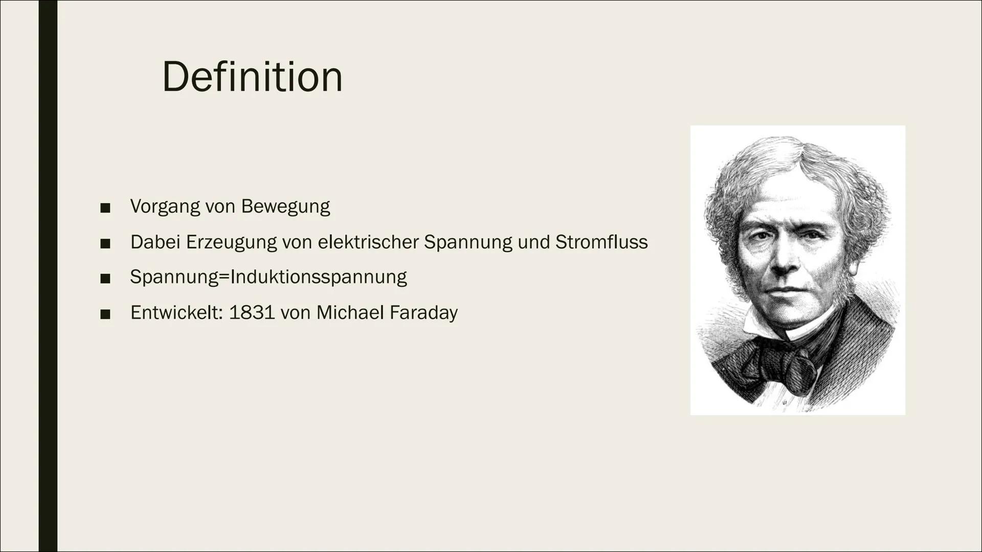 # ELEKTROMAGNETISCHE
# INDUKTION

Von Erica # Inhalt

- Definition
- Erzeugung von Induktion Spannung
- Möglichkeiten eine Induktion zu erhö