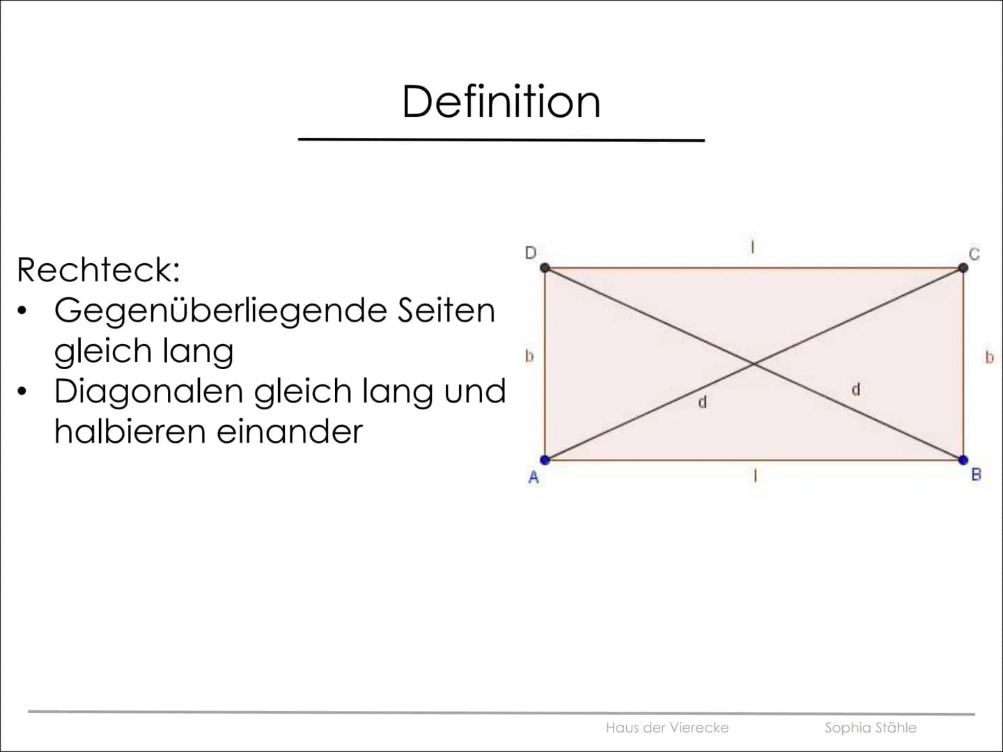  JIUIUIU
Haus der Vierecke
Sophia Stähle
101010
101010 Gliederung
●
Definitionen der
unterschiedlichen
Vierecke
• Das Haus der Vierecke
- Wa