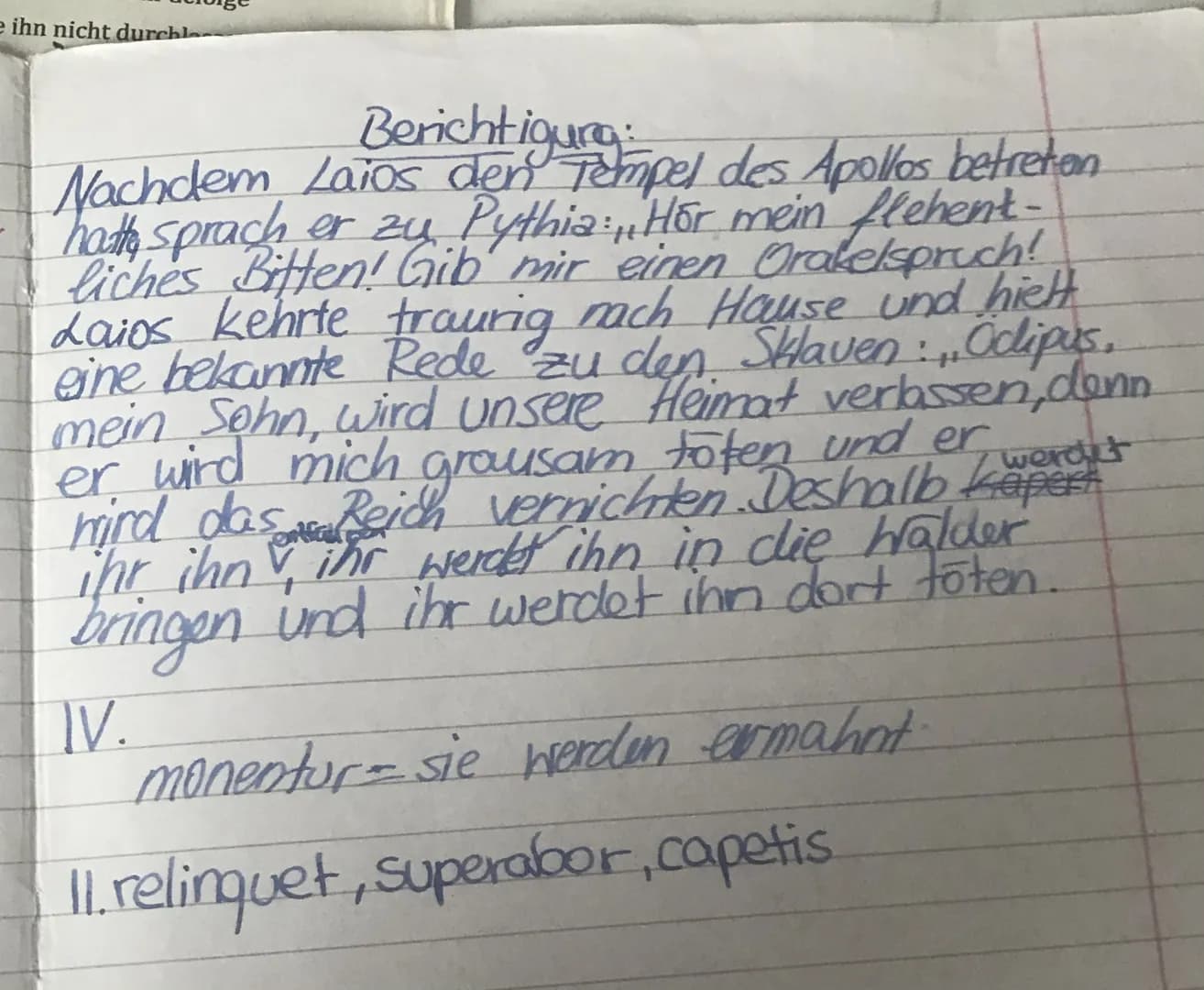 1
Laios, der König von Theben, suchte einst das Orakel von Delphi auf:
Postquam Laios templum Apollonis intravit, ad Pythiam dixit: „Audi
su