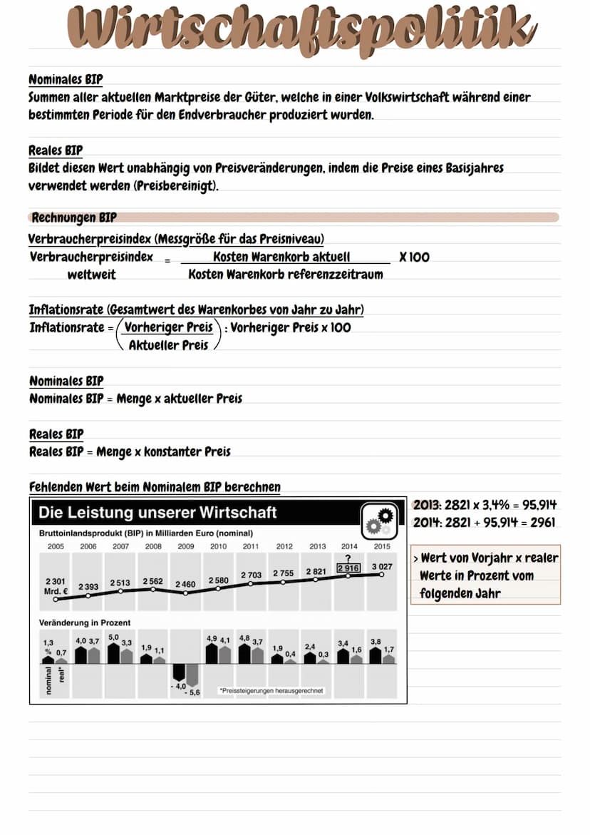 Wirtschaftspolitik
Unter der Wirtschaftspolitik versteht man die Gesamtheit der Maßnahmen, mit denen der Staat
regelnd und gestaltend, durch