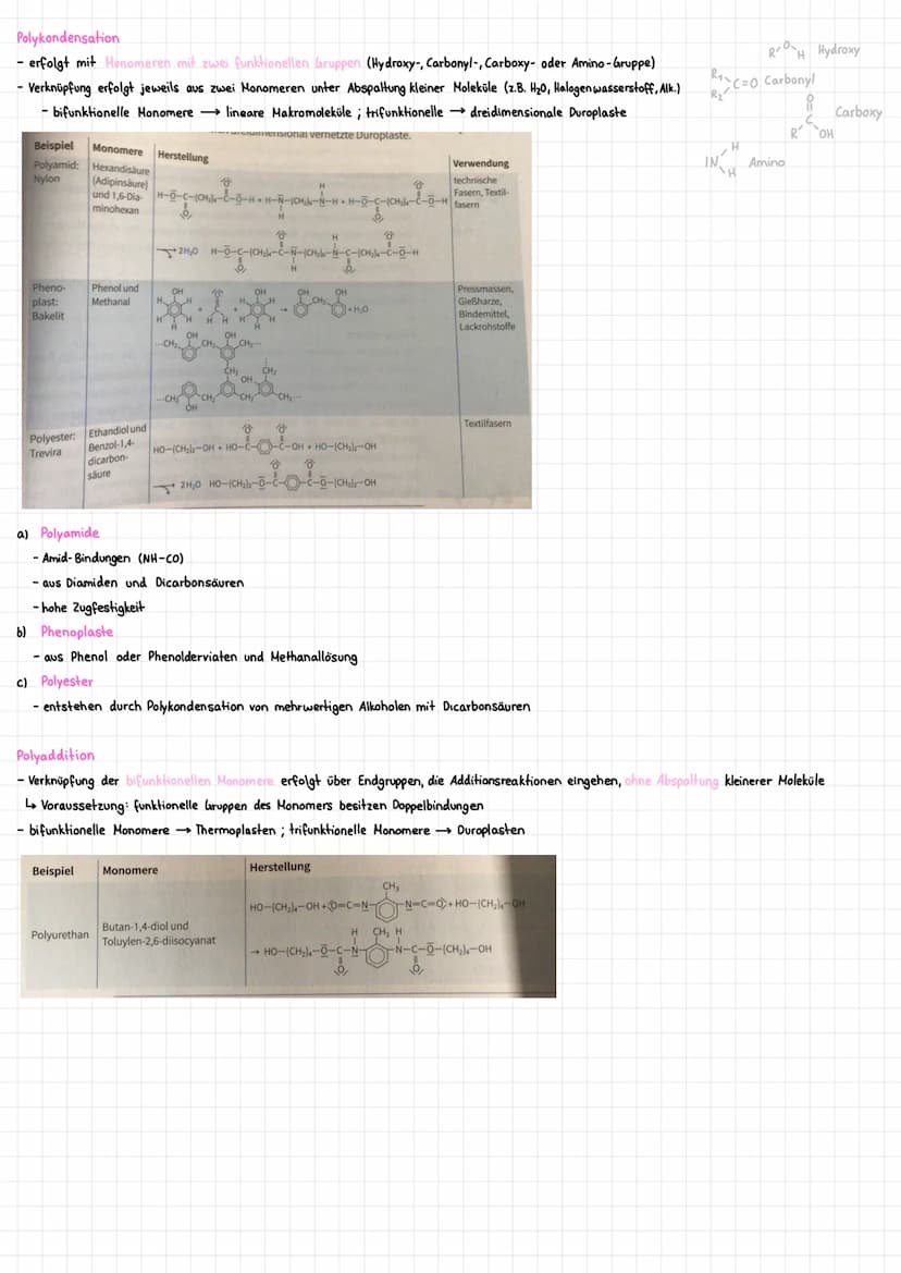 ALLGEMEIN
- bestehen aus Millionen miteinander verknüpfter Einzelbausteine (Honomere)
- Verknüpfung kann durch Polymerisation, Polykondensat