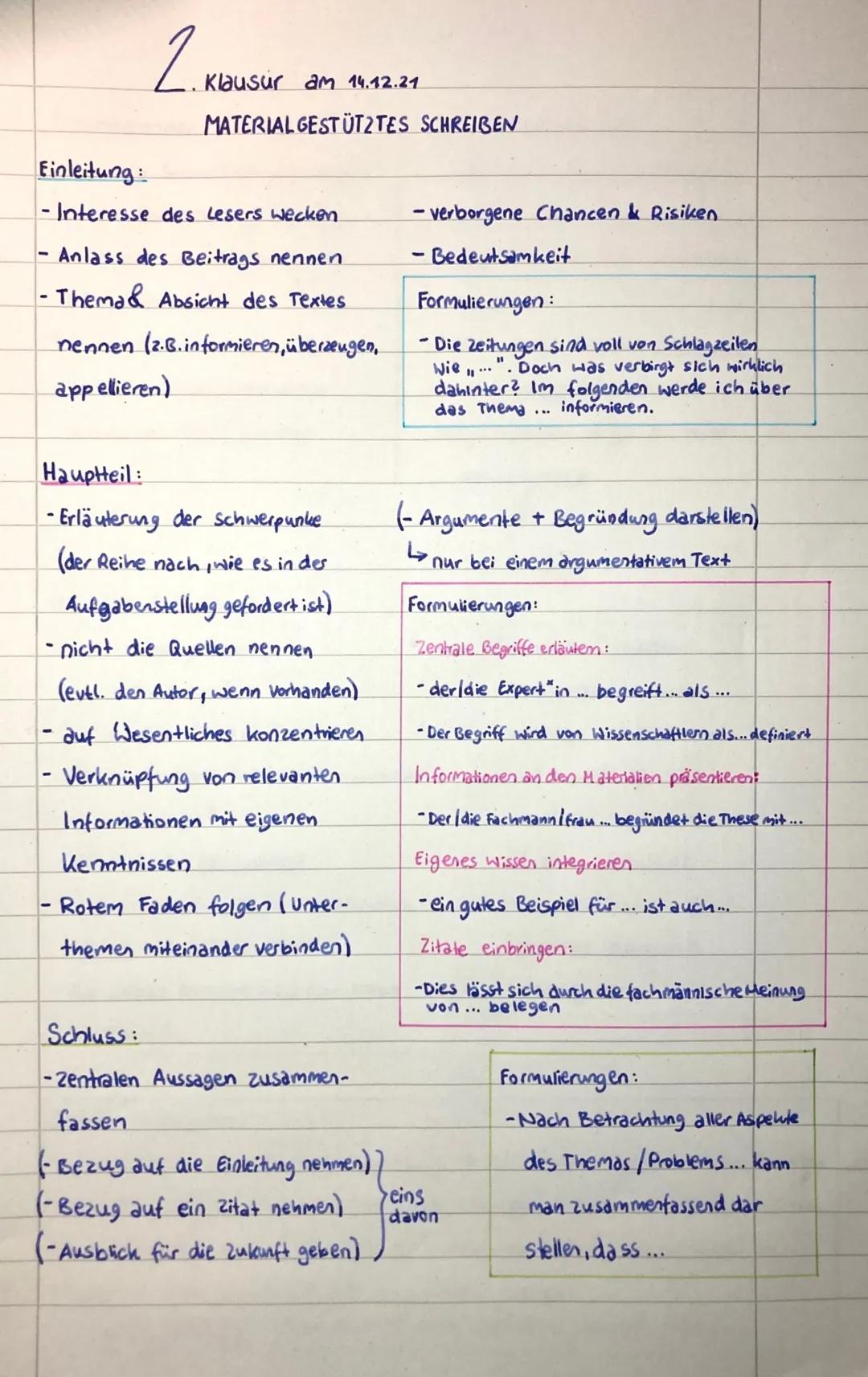 2. Kiau
Klausur am 14.12.21
MATERIAL GESTÜTZTES SCHREIBEN
Einleitung:
- Interesse des Lesers wecken
- Anlass des Beitrags nennen
- Thema & A