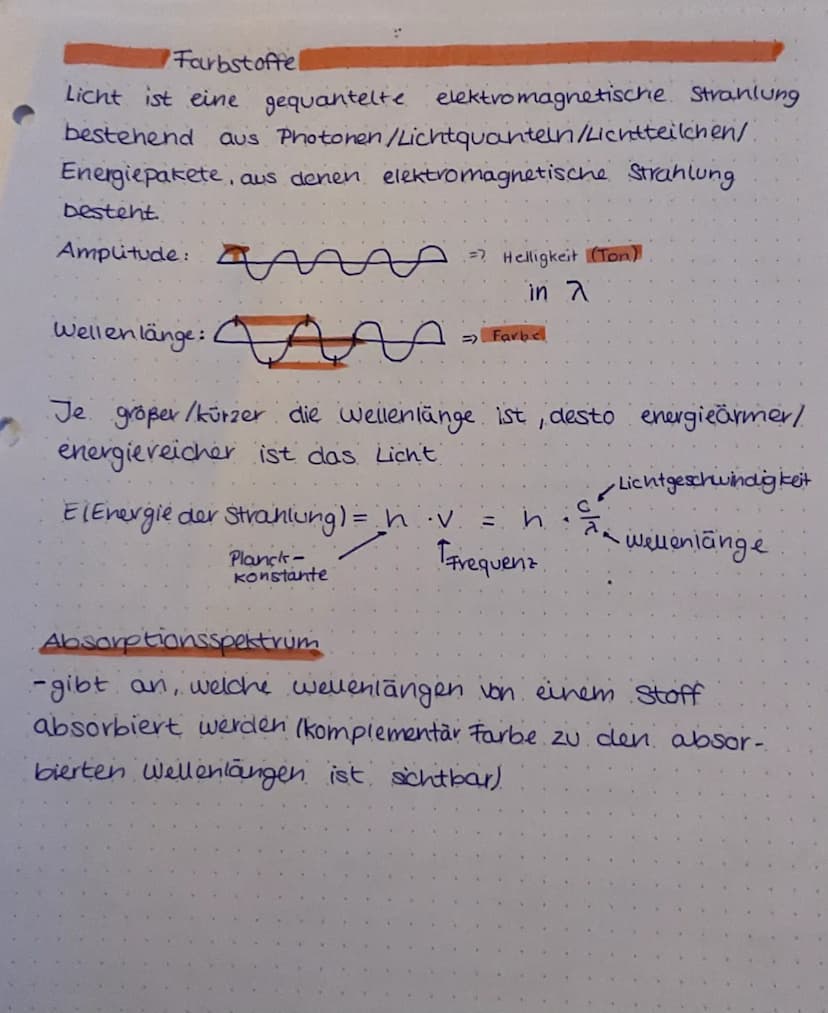 Farbstoffe L
Farbstoffe
Licht und Energie
• Licht = Teil des
elektromagnetischen Spektrums
Radiowenen, Mikrowellen, infrarotstrahlung, Ultra