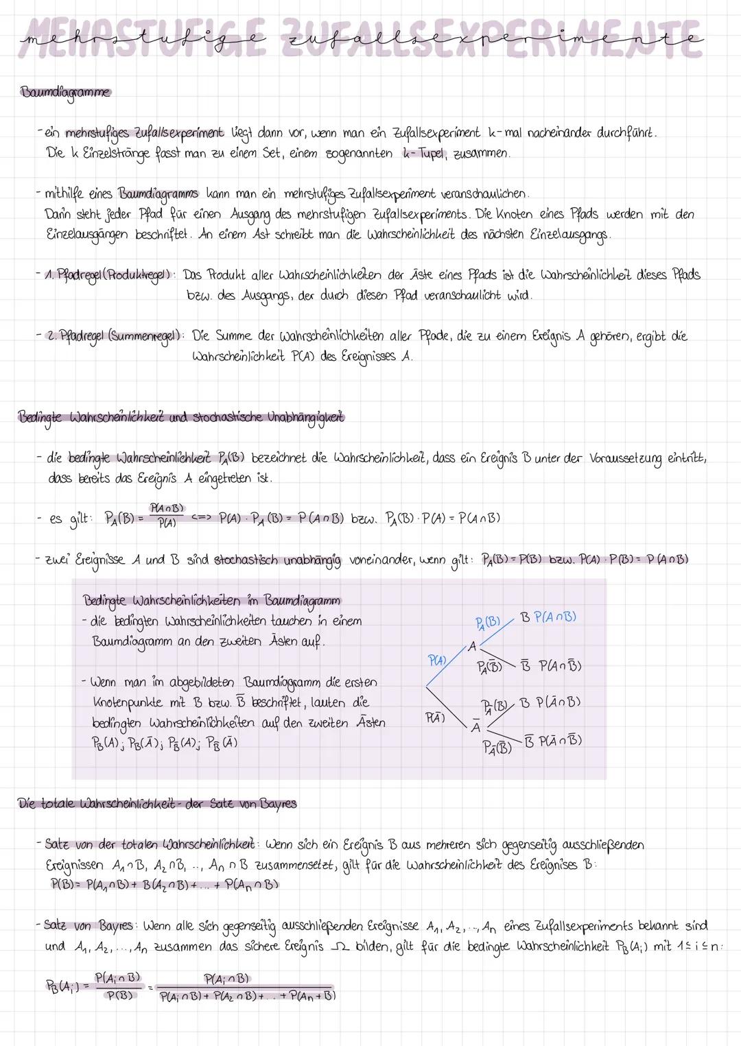 MENDSTUFIGE ZufallsexpeRiNENTE
m
Baumdiagramme
-ein mehrstufiges Zufallsexperiment liegt dann vor, wenn man ein Zufallsexperiment k-mal nach