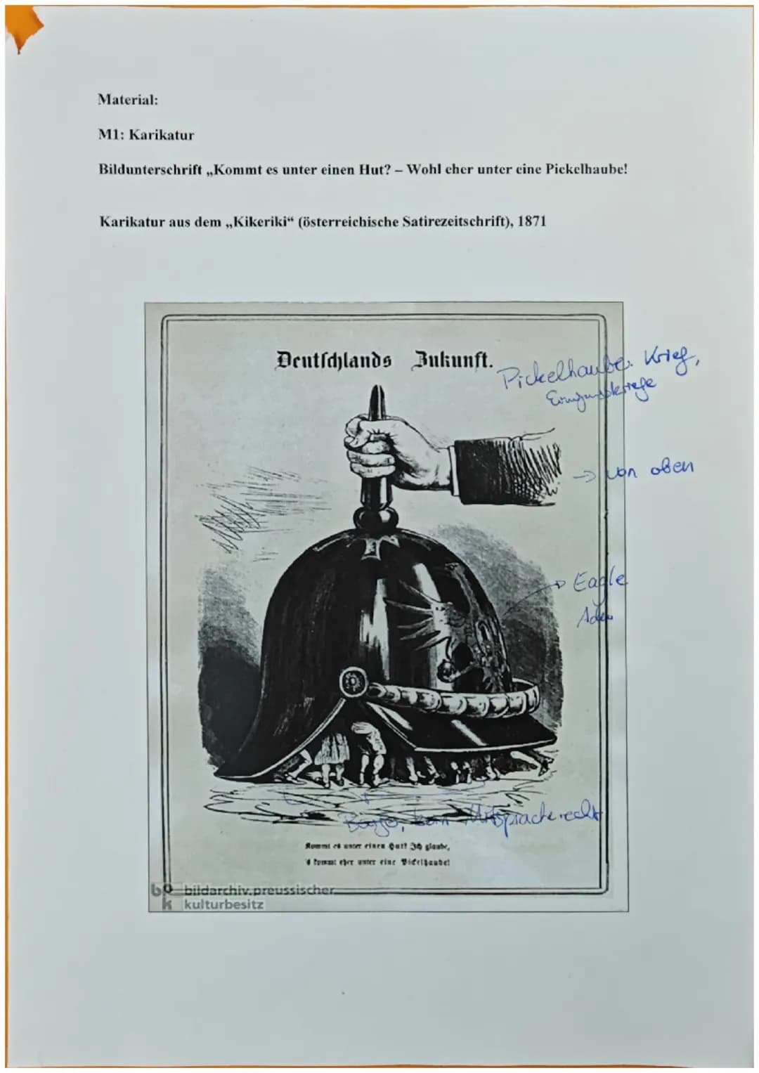 Q1 GE GK (FAB)
: Jinan Xia
Name:
1. Halbjahr, 2. Klausur
Thema: Reichsgründung und Reichseinheit
Aufgabenstellung:
16.12.2022
1. Analysieren