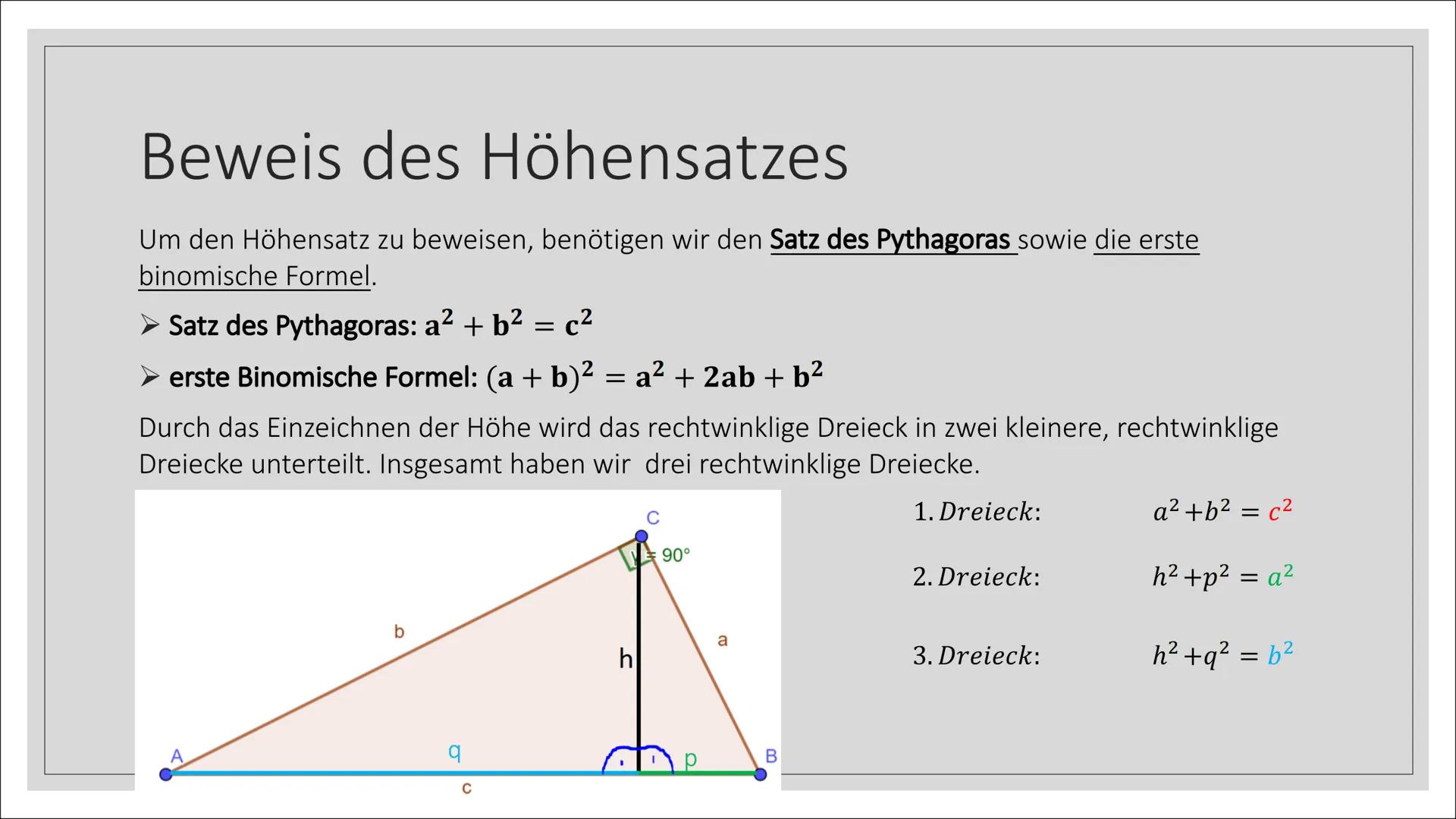 ```markdown
8
4
C
५
ייייייייי
384
-153
231
C
Ca
Сь
α
B
AC
A
C
B
2
E
+
Höhensatz des Euklid
2a+3b-1
λ
μ
IX
2
=a+b²
D
``` # Höhensatz

*   der