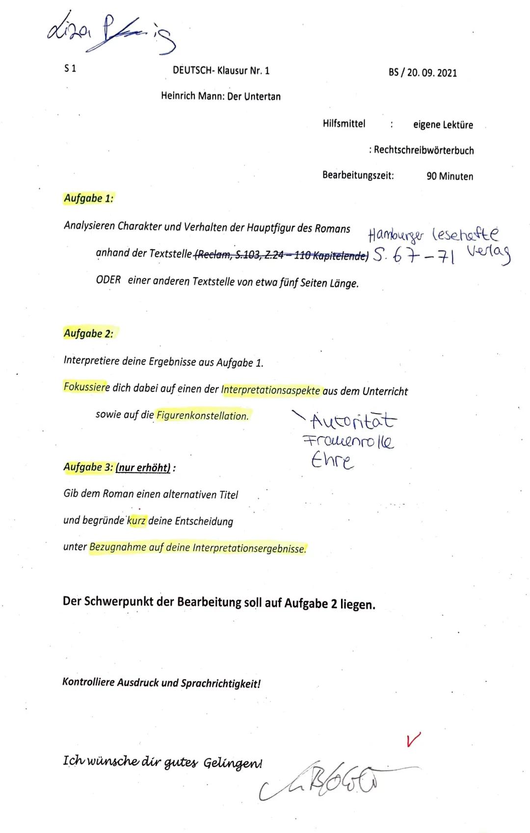 Deutsch Arbet Nr.1 Liza Pfennig. Sie erhöhik
1 & 2
Zum Anfang der Szene beginnt Herr
Göppel, Diederich über die Situation aufzu-
Klären, in 