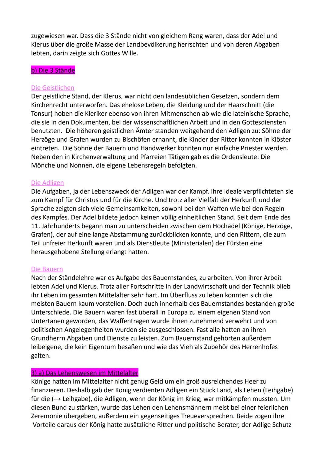# Geschichte

1) Lebensbereich des Mittelalters + Expertenwissen zu einem dieser Bereiche

Das Leben im Kloster:
Der Tagesablauf der Mönche/