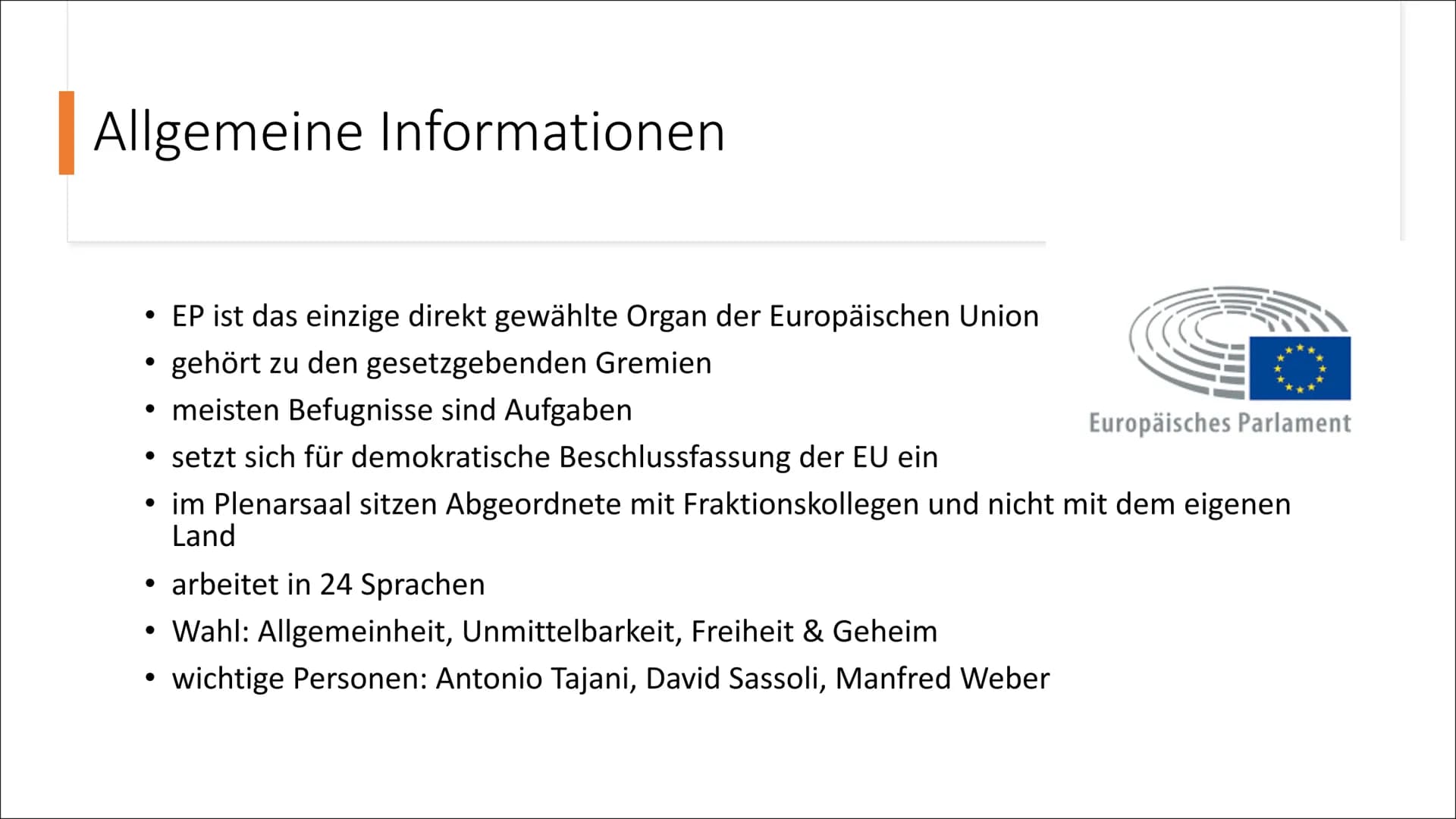 Visit
Das Europäische
Parlament Inhaltsverzeichnis
• Definition
Allgemeine Informationen
Entstehung
●
●
• Zusammensetzung
• Aufbau
●
●
Aufga