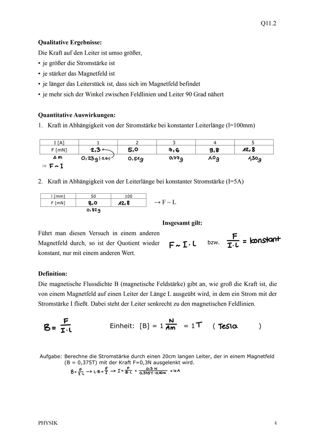 Physik Klausur 11.2
1. Wiederholung Magnetfeld
2. Beschreibung des Magnetfelds
3. Die Lorenzkraft
4. Magnetfeld einer Spule
5. Magnetfeld ei