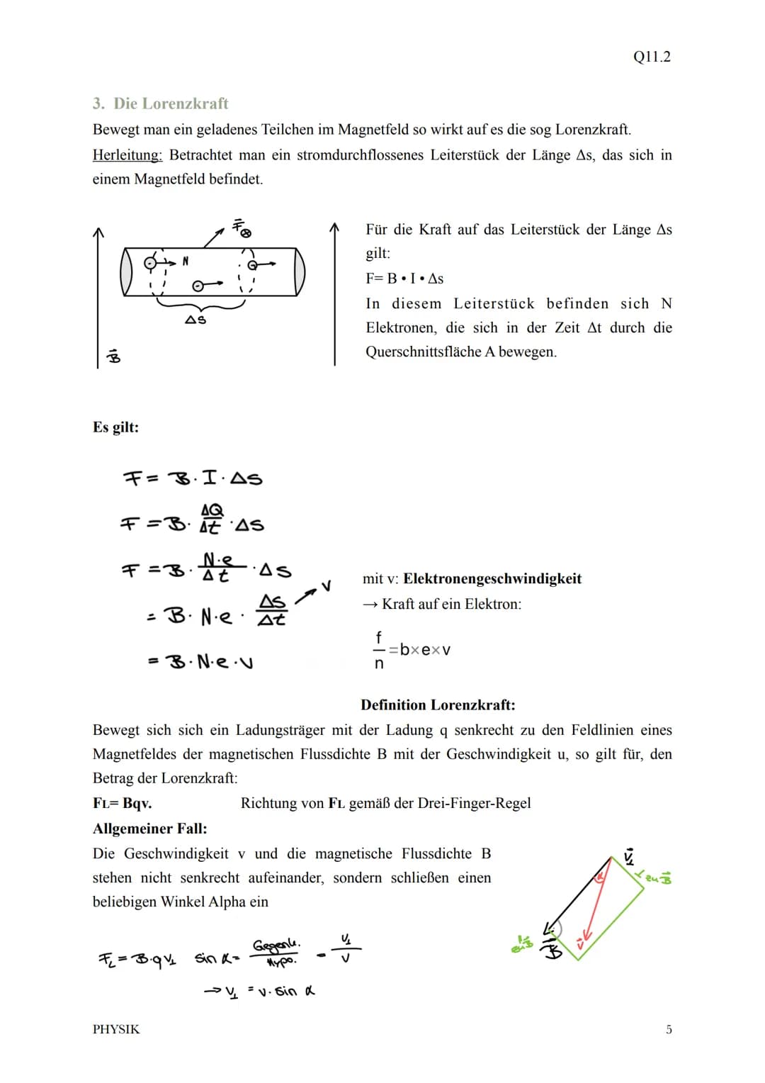 Physik Klausur 11.2
1. Wiederholung Magnetfeld
2. Beschreibung des Magnetfelds
3. Die Lorenzkraft
4. Magnetfeld einer Spule
5. Magnetfeld ei