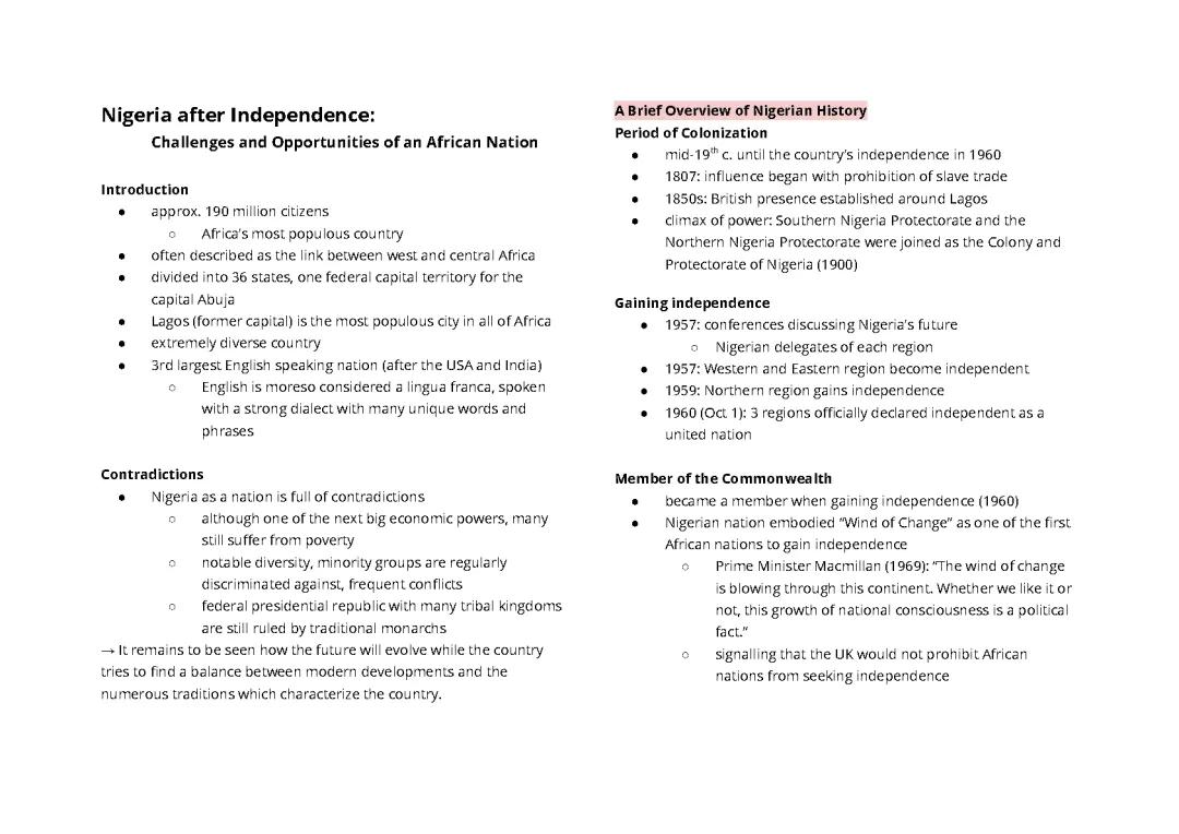 Nigeria: History, Society, and Current Issues for English Students