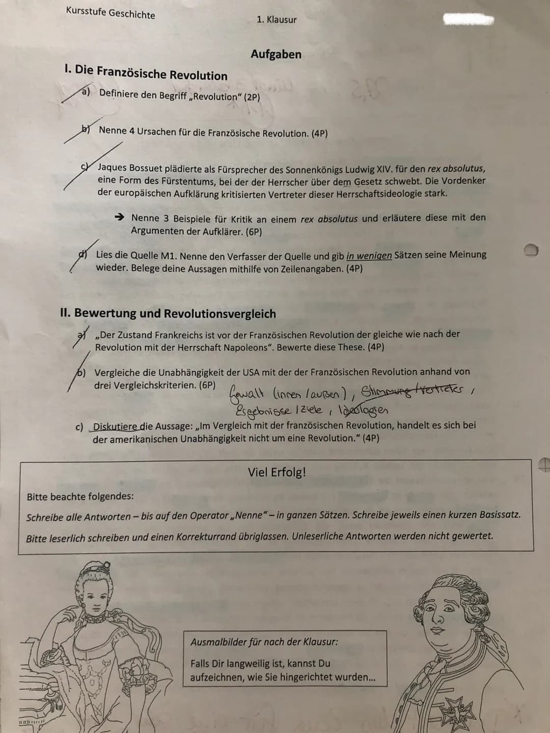 10
5
15
20
25
30
Name
Leonie
Punkte
27,5
/30P
1. Klausu
Datum
Mündl. Zischenstand Note
Thema: ,,Revolutionen" in den USA und Frankreich
M1: 