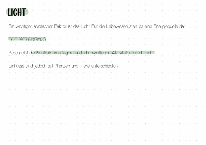 ABIOTISCHE FAKTOREN
Unter abiotischen Faktoren werden alle Einflüsse zusammengefasst, die von der unbelebten Umwelt
ausgehen. Es handelt sic