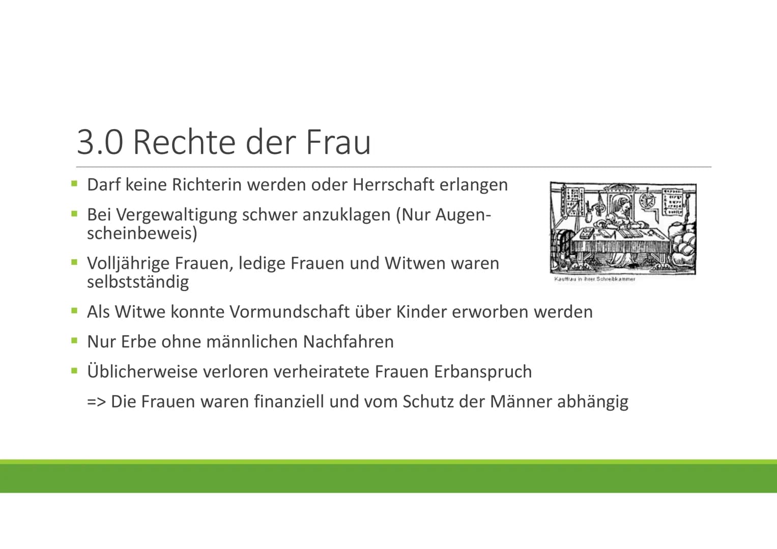 Frauen im Mittelalter
GESCHICHTE Gliederung
1.0 Das Frauenbild
2.0 Leben der Frau
▪ 3.0 Rechte der Frau
▪ 4.0 Frauen in der Ehe
▪ 5.0 Kleidu