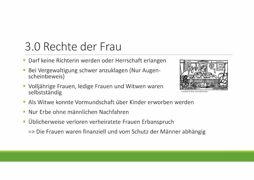 Frauen im Mittelalter
GESCHICHTE Gliederung
1.0 Das Frauenbild
2.0 Leben der Frau
▪ 3.0 Rechte der Frau
▪ 4.0 Frauen in der Ehe
▪ 5.0 Kleidu