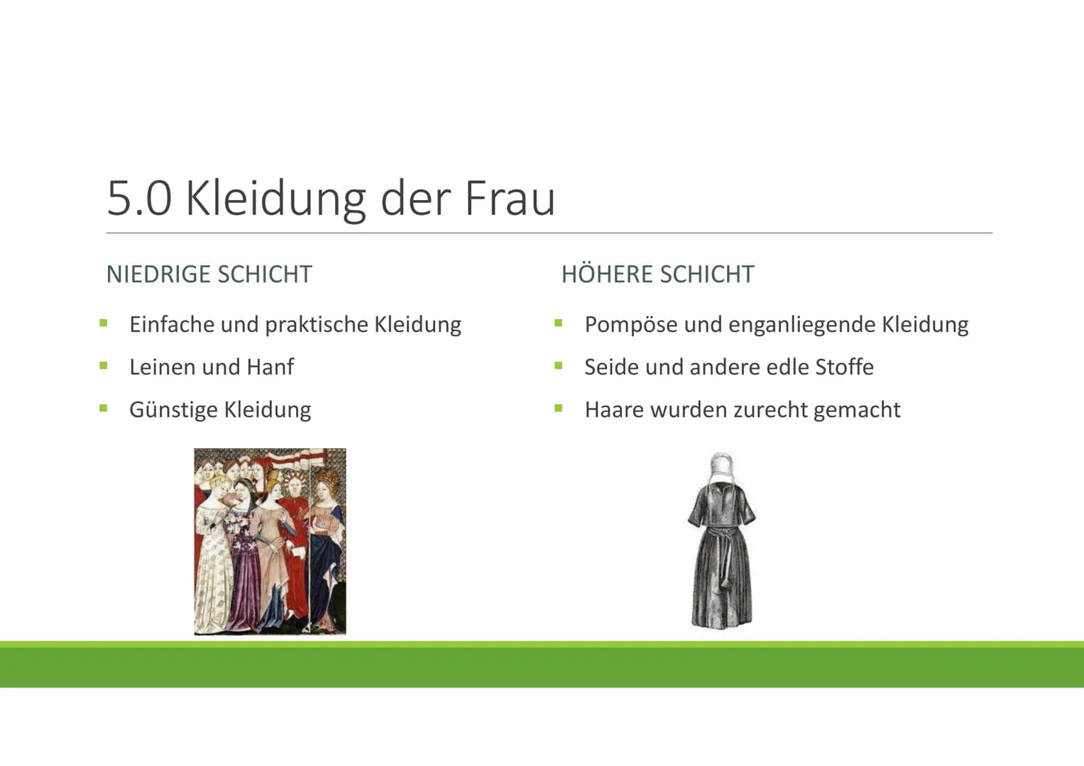 Frauen im Mittelalter
GESCHICHTE Gliederung
1.0 Das Frauenbild
2.0 Leben der Frau
▪ 3.0 Rechte der Frau
▪ 4.0 Frauen in der Ehe
▪ 5.0 Kleidu