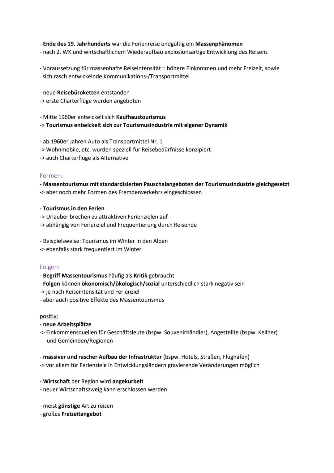 Tourismus - ABI-Lernzettel
1. Tourismus:
Begriff:
- Tourismus = Wirtschaftszweig des tertiären/Dienstleistungssektors
-> gewinnt zunehmend a
