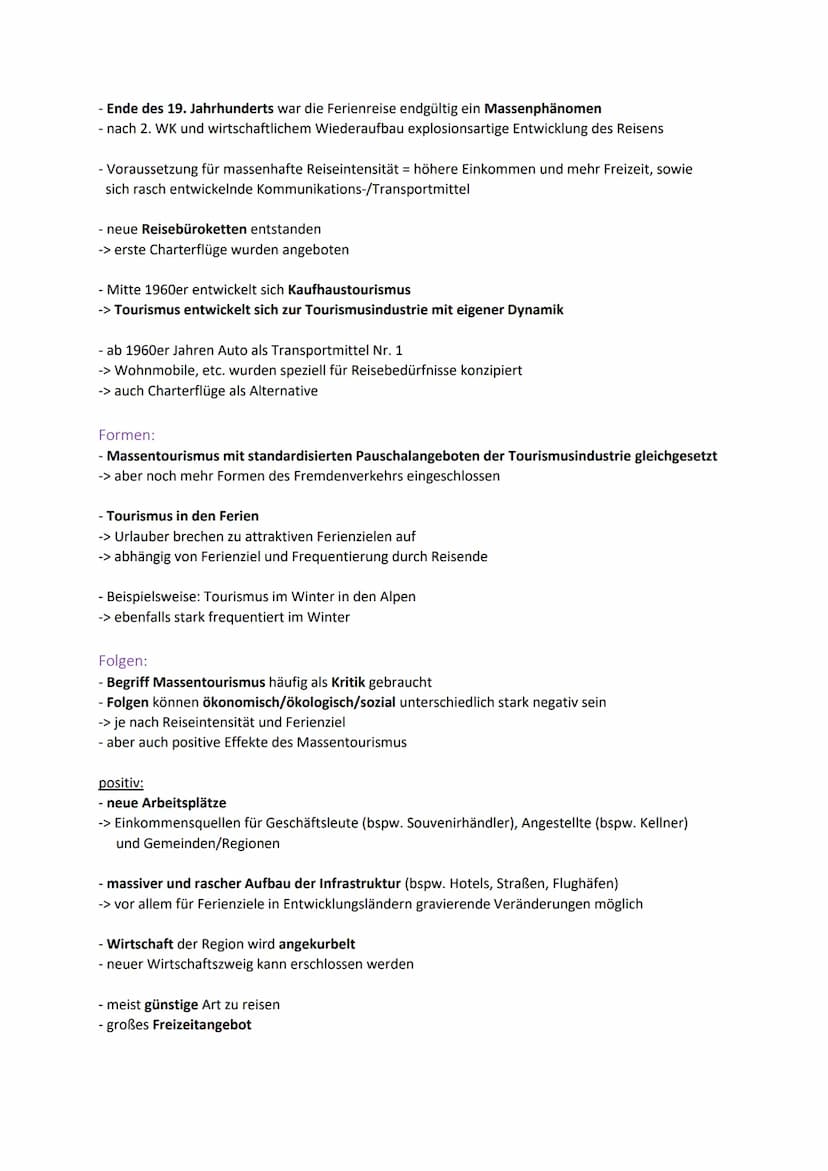 Tourismus - ABI-Lernzettel
1. Tourismus:
Begriff:
- Tourismus = Wirtschaftszweig des tertiären/Dienstleistungssektors
-> gewinnt zunehmend a