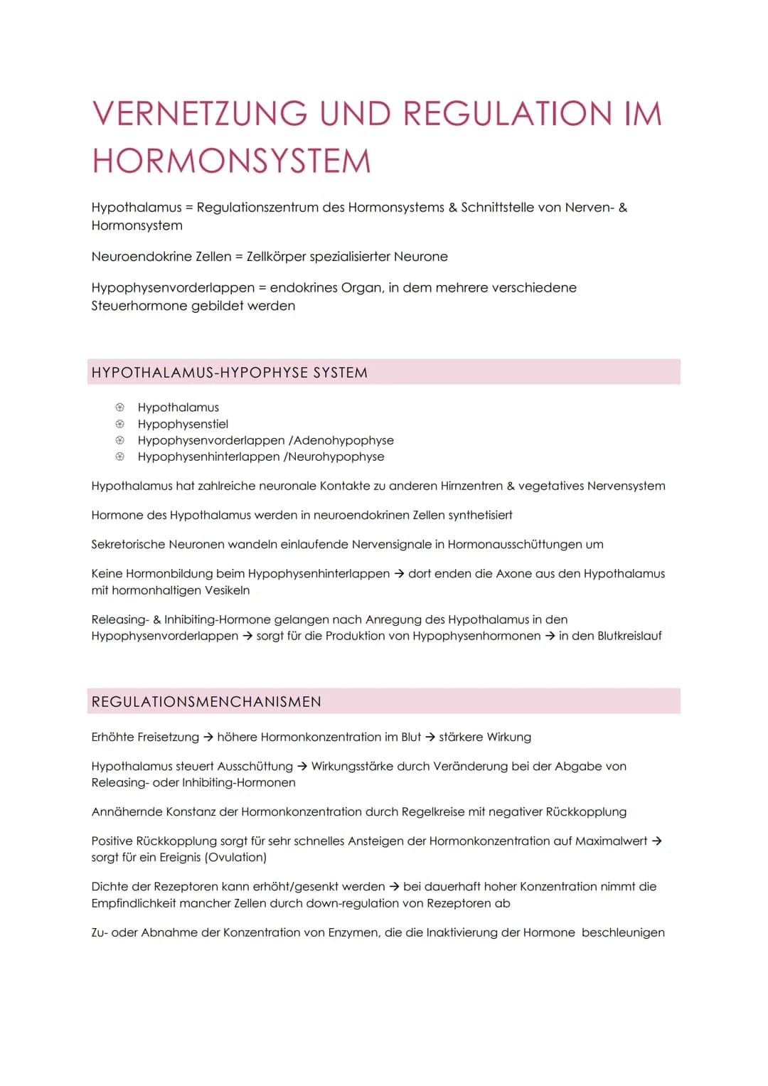 HORMONSYSTEM
Hormone sind wirkungsspezifisch, nicht artspezifisch
Wenn bestimmte Zustände über längere Zeit reguliert, oder gesteuert werden