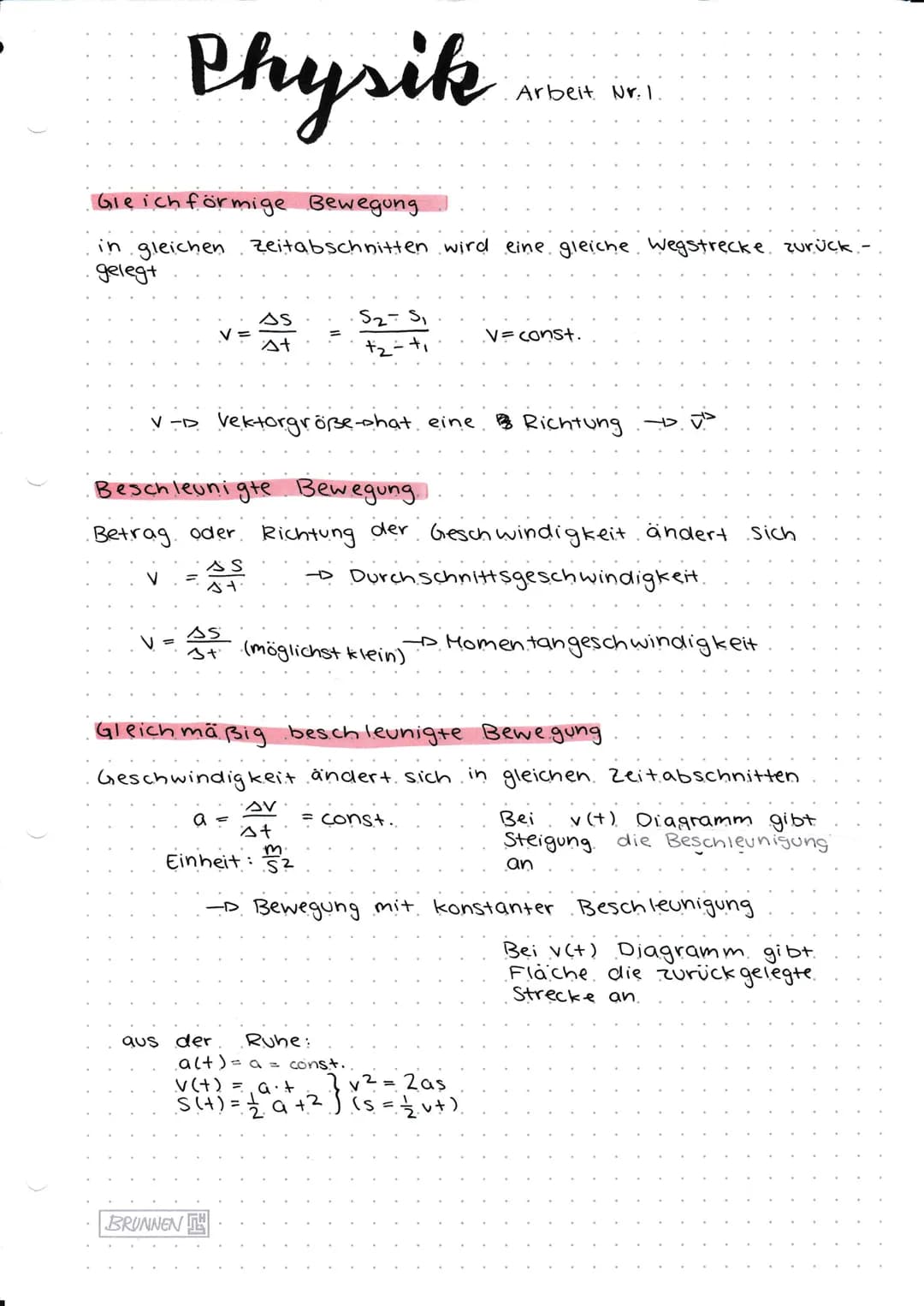 Physik
Gleich förmige Bewegung
in gleichen Zeitabschnitten wird eine gleiche Wegstrecke zurück.
gelegt
ss
At
V-D Vektorgröße-shat eine Richt