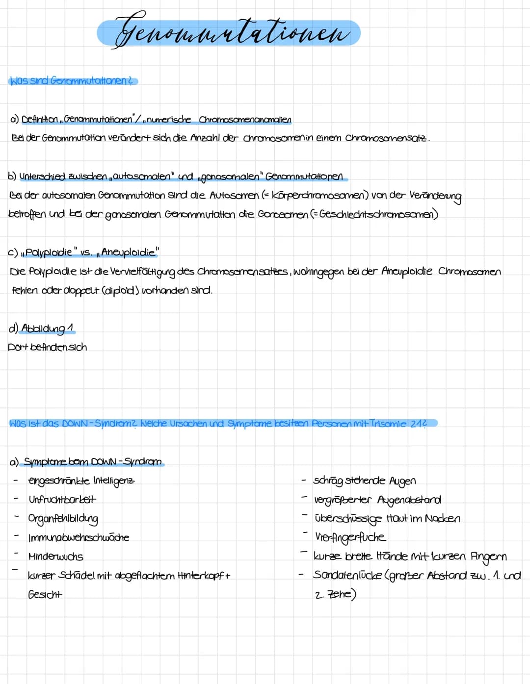 Was sind Genommutationen?
a) Definition. Genommutationen/numerische Chromosomenanamalien
Bei der Genommutation verändert sich die Anzahl der