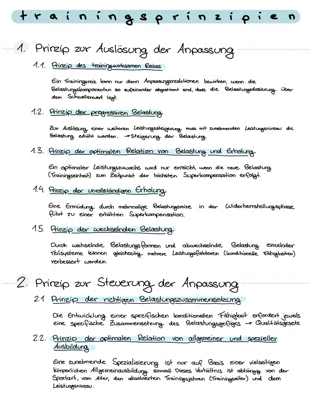 Allgemeine
1. Qualitätsgesetz
Spezifische Reize bewirken
spezifische Anpassungsreaktionen
3. Reizschwellengesetz
Anpassungsreaktionen werden