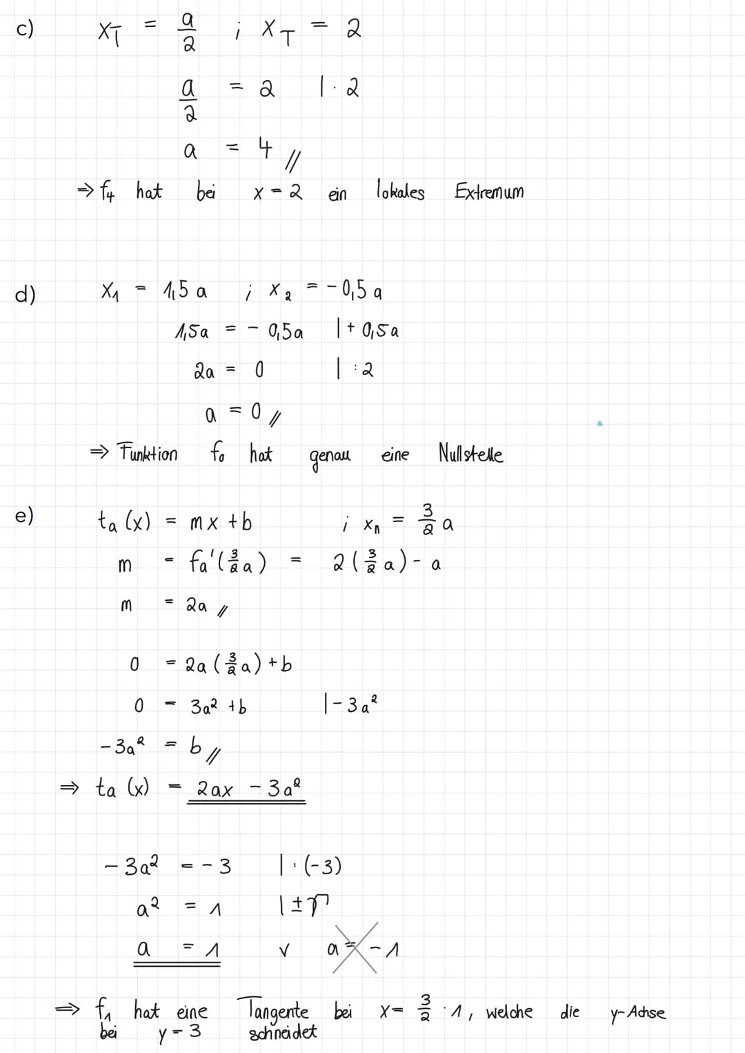 Übung 1 Untersuchung einer Kurvenschar
Gegeben ist die Kurvenschar f(x) = x² - (a + 1) x + a (a € R, a ≥ 1).
a) Untersuchen Sie f auf Nullst