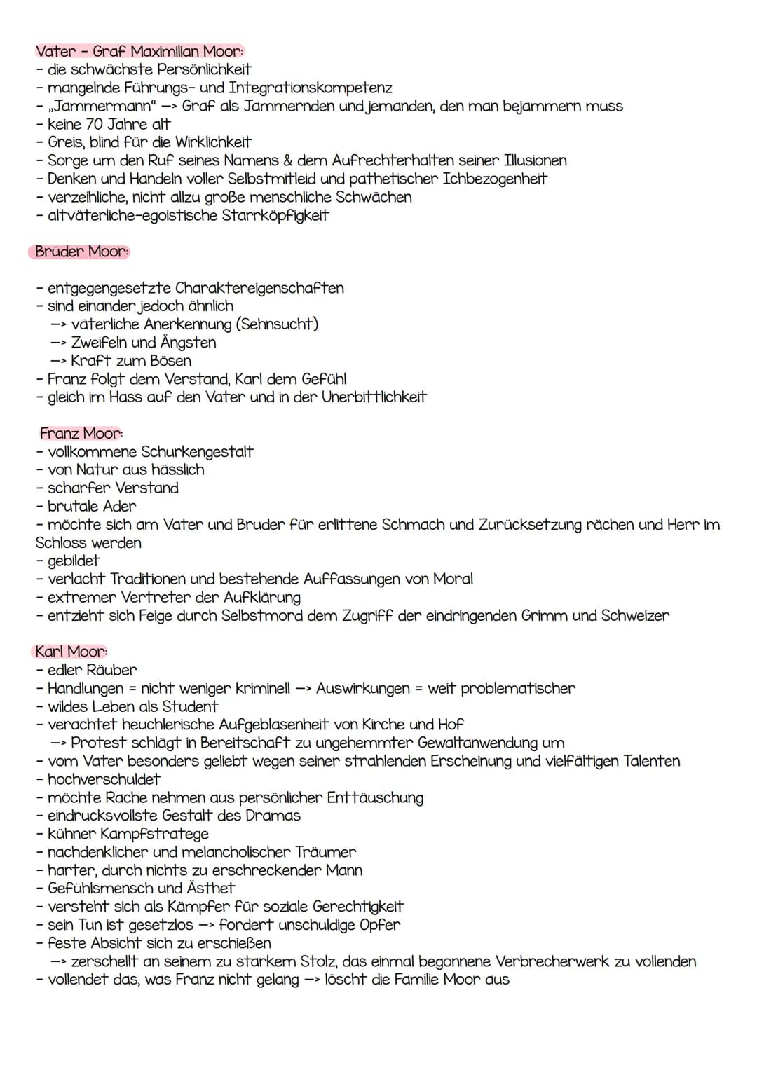 Die Räuber: Alle Zusammenfassungen und Charakterisierungen