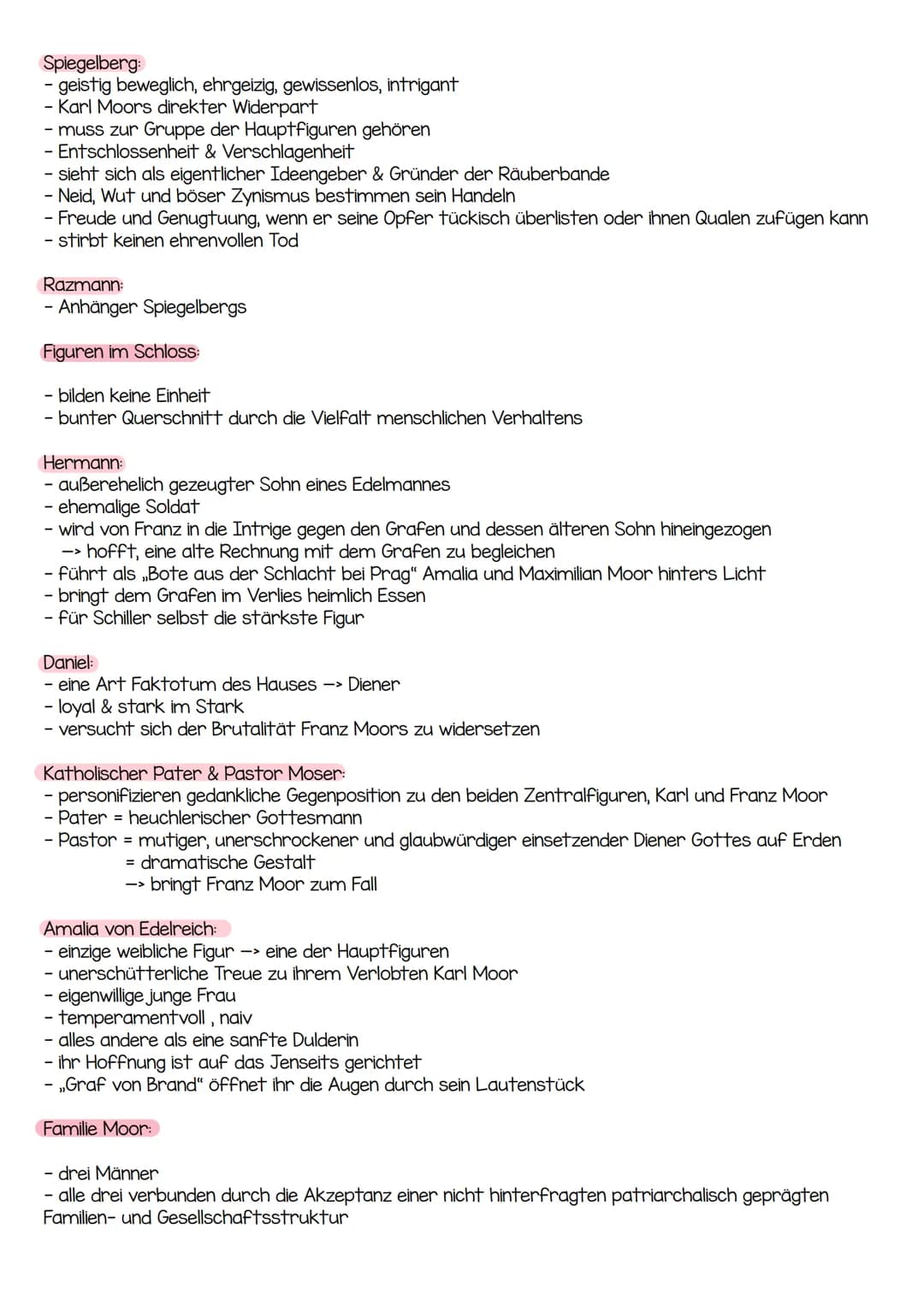 Die Räuber: Alle Zusammenfassungen und Charakterisierungen