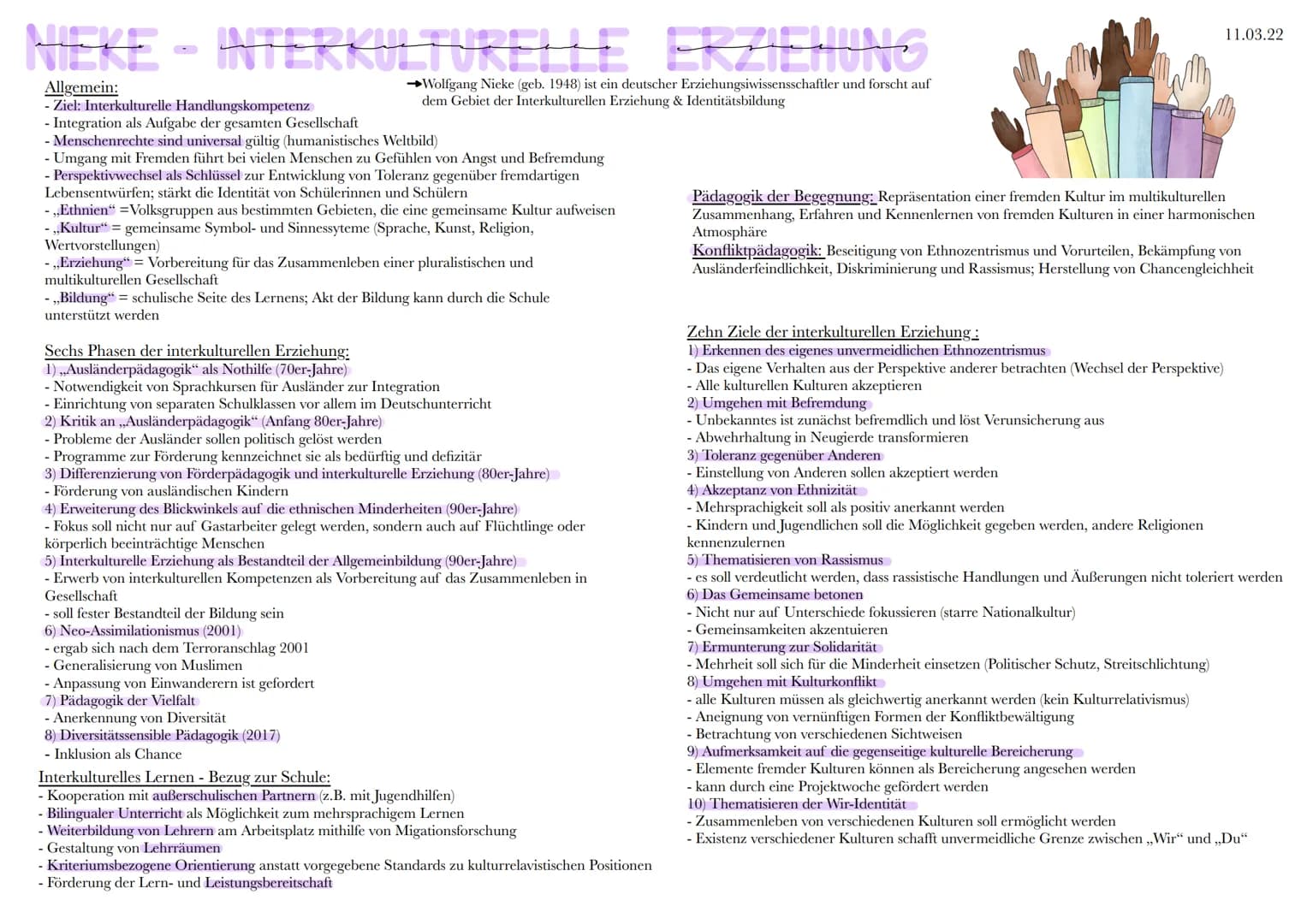 MEKE - INTERKULTURELLE ERZIEHUNG
Allgemein:
→Wolfgang Nieke (geb. 1948) ist ein deutscher Erziehungsiwissensschaftler und forscht auf
dem Ge