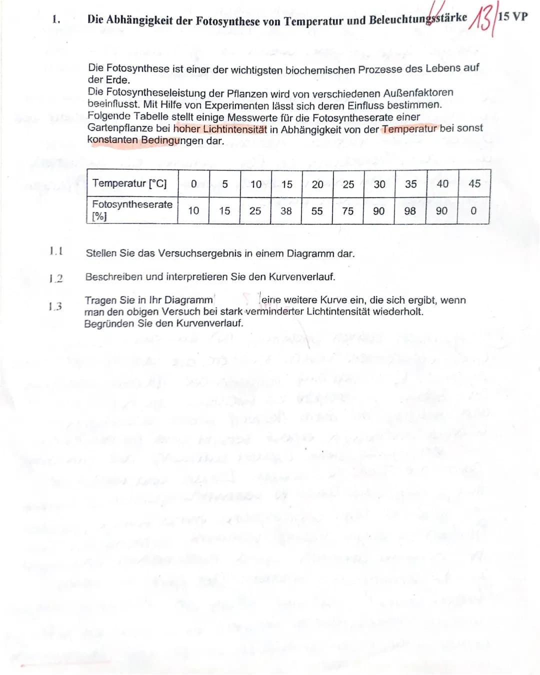 Klausur Ökologie + Fotosynthese 