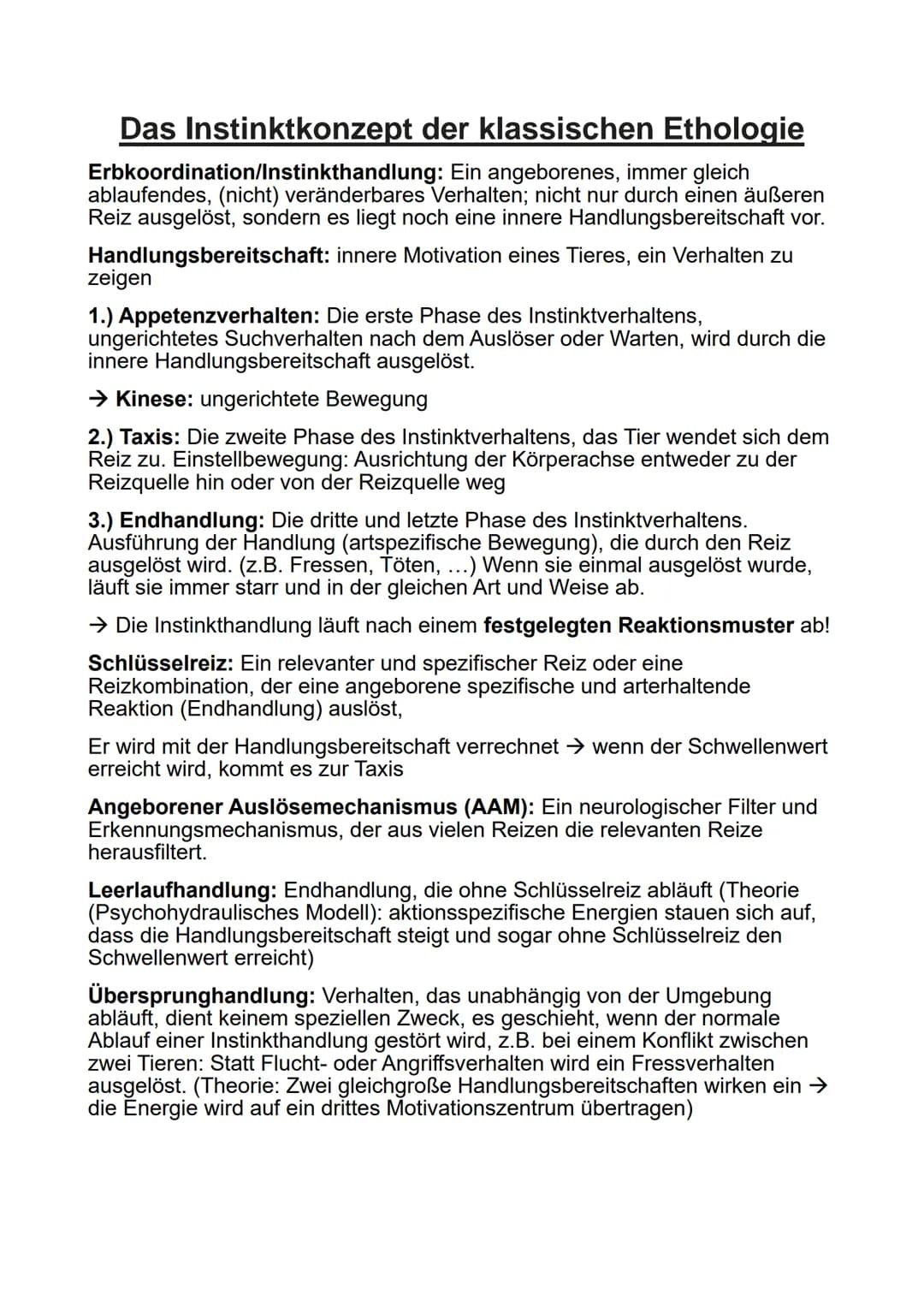 Das Instinktkonzept der klassischen Ethologie
Erbkoordination/Instinkthandlung: Ein angeborenes, immer gleich
ablaufendes, (nicht) veränderb