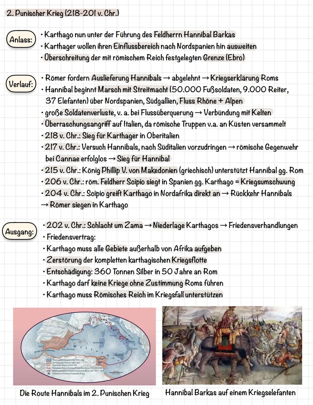 Die Punischen Kriege
Allgemein: 3 Kämpfe zwischen Römern und Karthagern = "Puniern"
1. Punischer Krieg (264 - 241 v. Chr.)
Anlass:
(Verlauf: