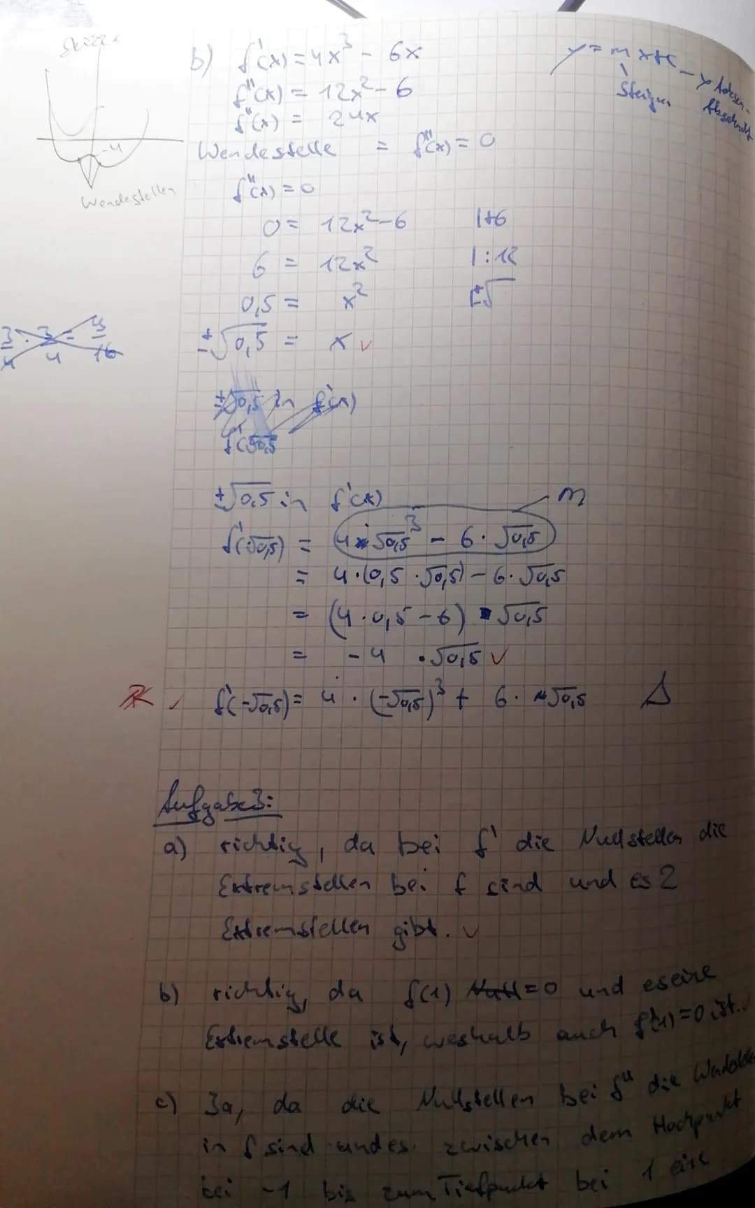 a)
Teil A ohne Hilfsmittel
Aufgabe 1
Bilde jeweils die Ableitungsfunktion:
a) f(x): (4x + 1)³
b) f(x) = x² sin(2x + 3)
c) f(x)
b)
=
4
(2x+1)