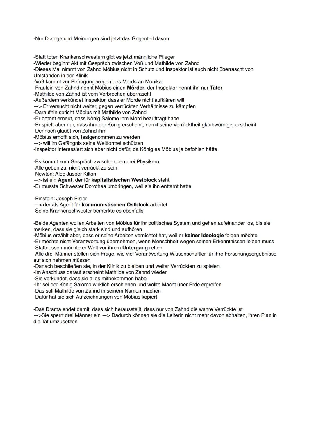 LEKTRÜREN ABI - DIE PHYSIKER
INHALT
1. AKT
-Drama beginnt damit, dass drei Hauptcharaktere des Dramas in einer Nervenklinik sind
-Alle haben
