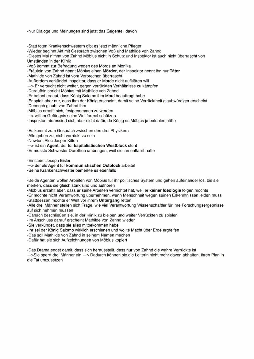LEKTRÜREN ABI - DIE PHYSIKER
INHALT
1. AKT
-Drama beginnt damit, dass drei Hauptcharaktere des Dramas in einer Nervenklinik sind
-Alle haben