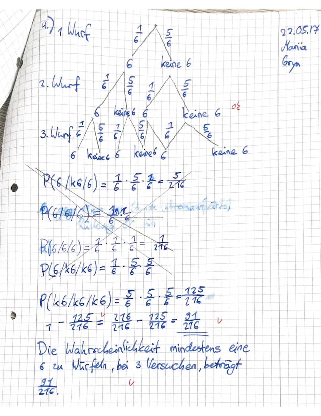 Name:
Mariia Gryn
Kooperative
Gesamtschule
Sittensen
Mathematikarbeit Nr. 4 im SJ 16/17 - Klasse 8b31
Datum: 8631
Aufgabe 1
In einer Urne be