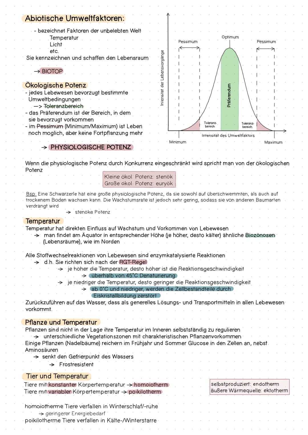 Ökologie- Abiotische Umweltfaktoren:
- bezeichnet Faktoren der unbelebten Welt
Temperatur
Licht
etc.
Sie kennzeichnen und schaffen den Leben