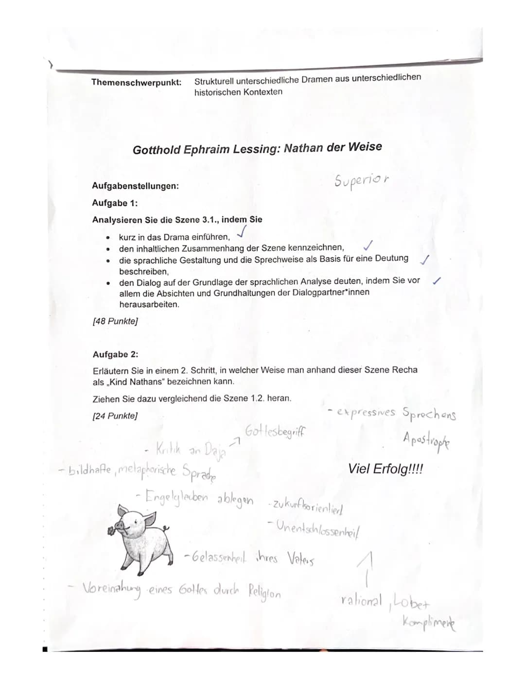 Klausur Nr.2 Berichtigung
Nathan der Weise & Szene 3.1.
Aufgabe 1
Der erste Auftritt des dritten Auszugs aus dem Drama, Nathan der Weise",
v