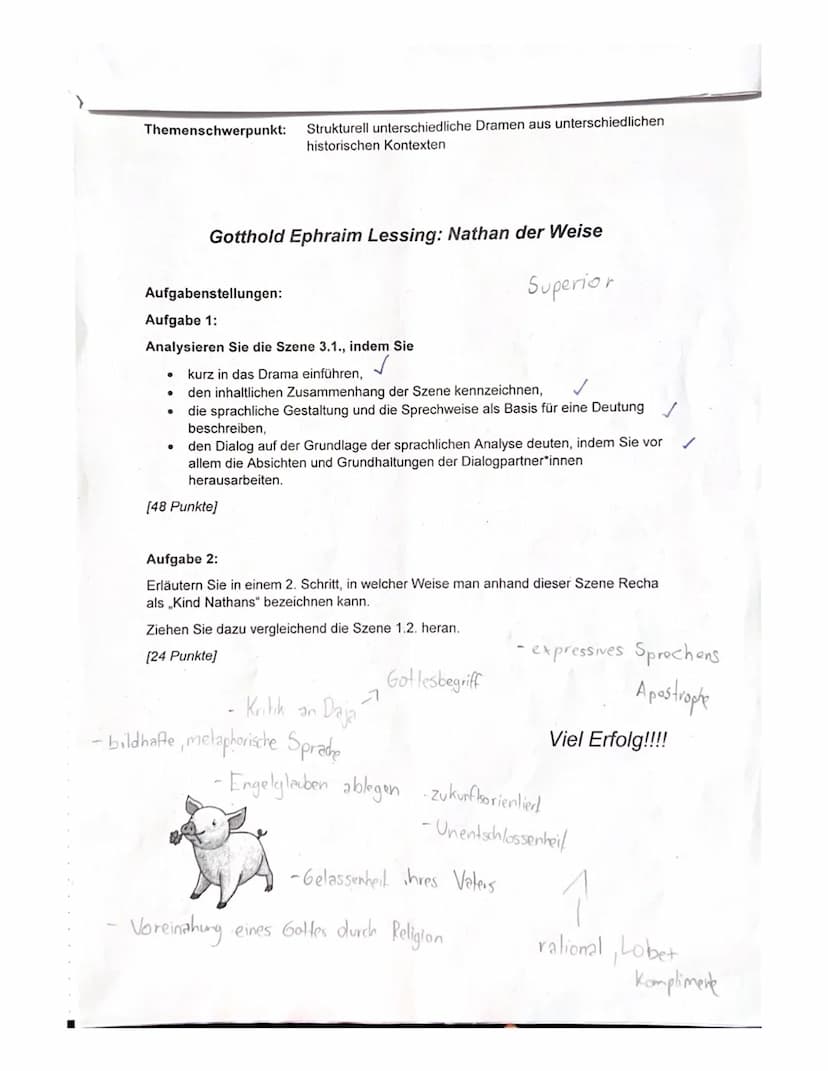 Klausur Nr.2 Berichtigung
Nathan der Weise & Szene 3.1.
Aufgabe 1
Der erste Auftritt des dritten Auszugs aus dem Drama, Nathan der Weise",
v